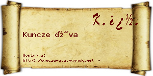 Kuncze Éva névjegykártya